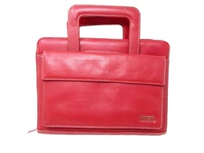 Franklin Covey/Day-One Red Faux Leather Classic Planner Organizer Binder 7~1.25"