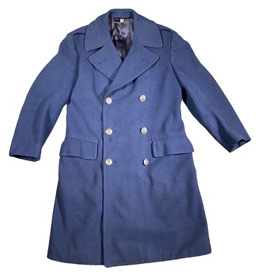 Vintage 1950s US Air Force Blue Wool Uniform Overcoat Coat USAF Korean War  35 S
