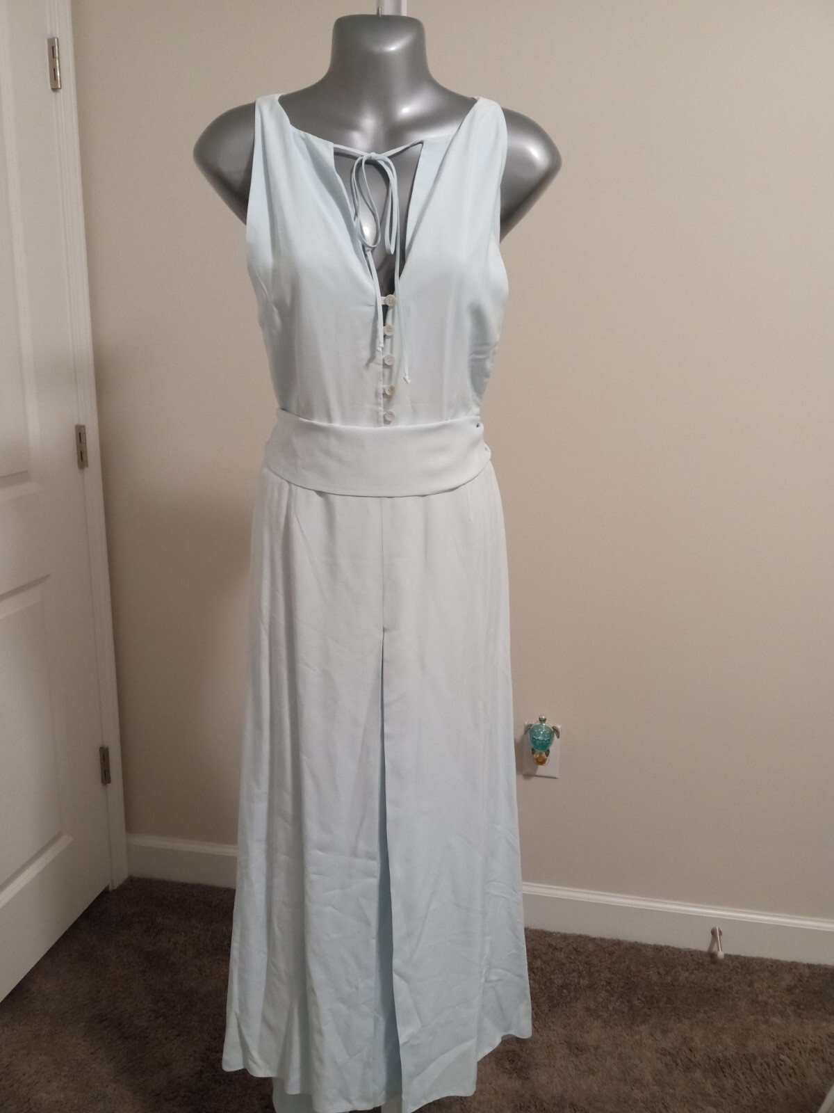 Lanvin Spring 2020 Look 6 Pale Blue Viscose Open Back Long Dress Sz 42-US 10 image 4