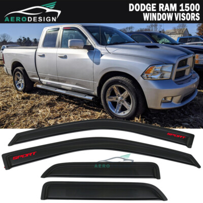 For Dodge Ram 1500 Quad Cab 2009-2016 Smoke Window Rain Guards