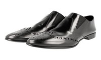 Prada Leder Gummi Cap Budapester Loafer Business Schuhe Schwarz Neu - 10 44