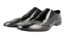 PRADA Leather Brogue Rubber Cap Loafer Dress Shoes Black - NEW -  US 11 EU 44