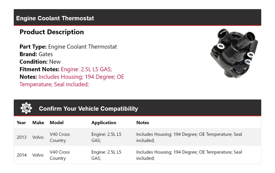 Puertas termostato refrigerante motor Cross Country Volvo V40 2013-2014 Foto 2 de 4