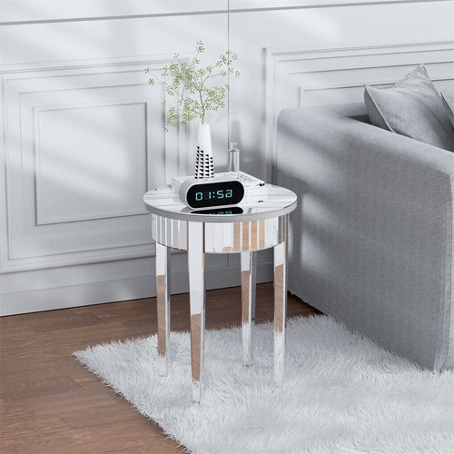 Crystal Mirrored Coffee Table End Table With Drawer Silver Modern Nightstand Dec - Picture 10 of 57