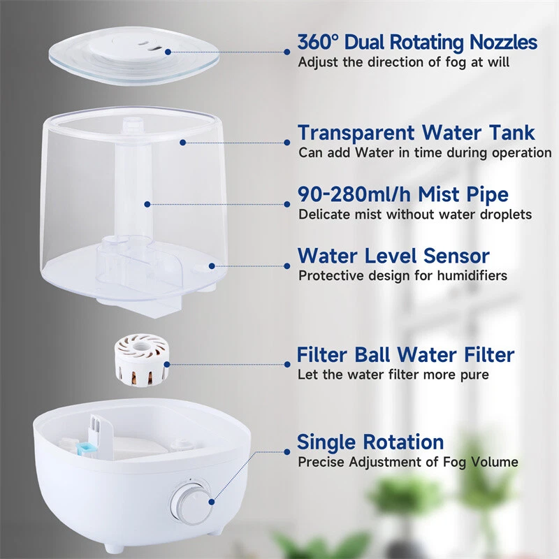 4L Mechanical Humidifier  Low Water Level Protection BPA Free - Image 3 of 4