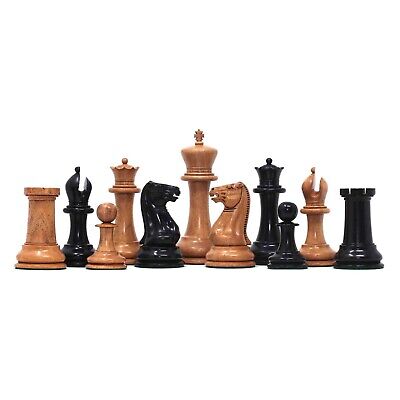 1849 Early Version Reproduced 4.4 Chess Set in Natural Boxwood/Ebony