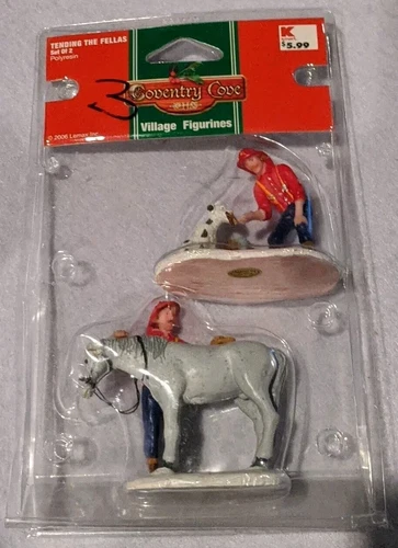 Lemax Coventry Cove 2006 Village Figurine TENDING THE FELLAS Firemen Dog Horse