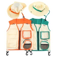 Kids Explorer Costume Kit Vest and Hat Set Carnival Props Outdoor Adventure Set,