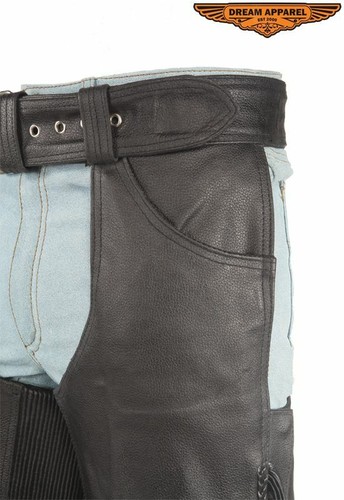 Tiras de cuero para motocicleta para hombre con trenza, flecos y cremallera funcionan a lo largo del lado - Imagen 8 de 9
