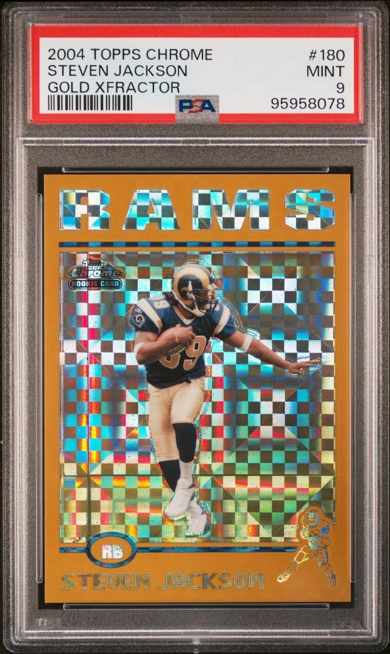 2004 Topps Chrome #180 Gold Xfractor /279 Steven Jackson Rookie PSA 9 Mint Rams