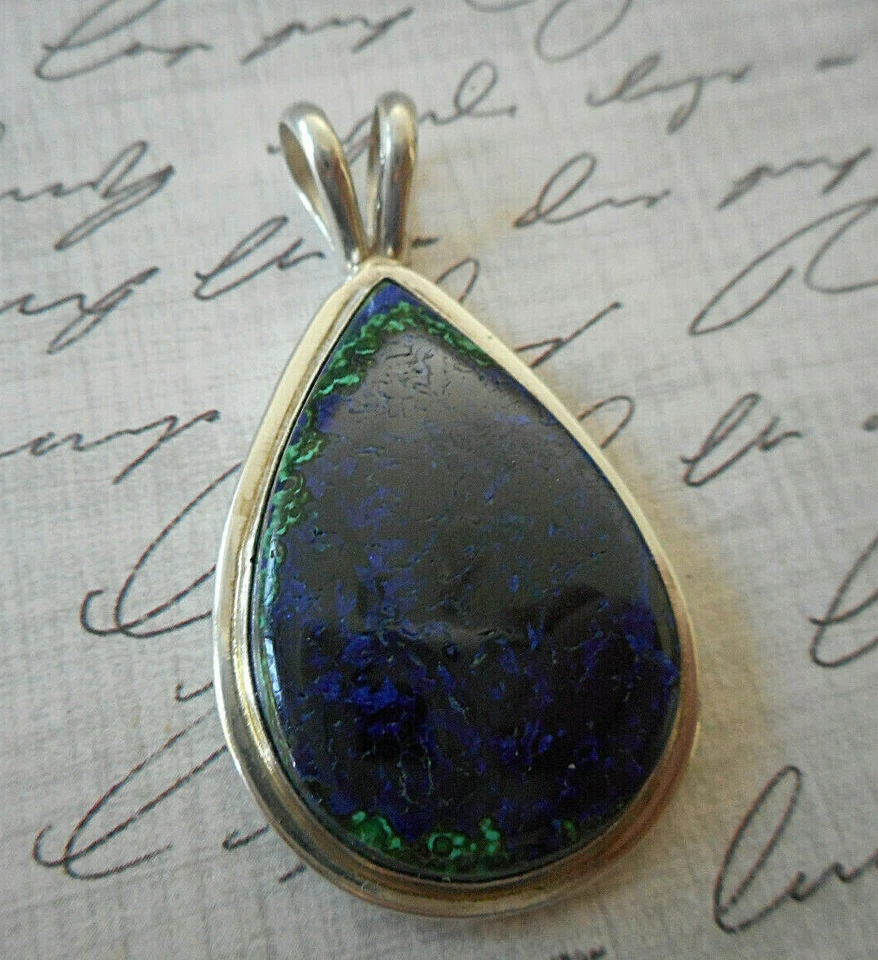 Серебро глубокий синий азурит с малахит камень подвеска 36C15 - Изображение 2 из 4