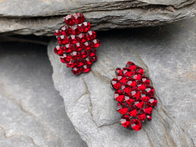 Dramatic Ruby-toned Multi-stone Clip-on Earrings
