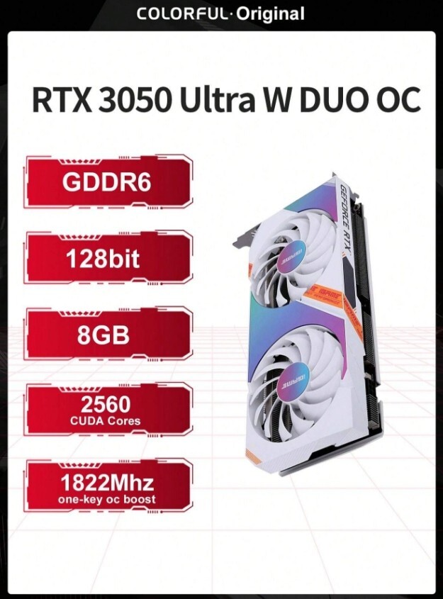 グラフィックボード・グラボ・ビデオカード geforce rtx3050 8gb colorful Colorful-Product-iGame GeForce RTX 3050 Ultra W OC 8G-V
