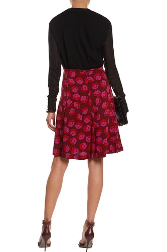 $348 NWT DVF ROSALITA SILK BLEND SKIRT BALLET ROSE NEW GARNET RED SZ 0 - Picture 2 of 7