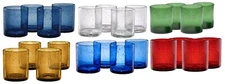 Artland Iris Double Old Fashioned Glass, 14 oz, Set of 4 - Assorted Colors