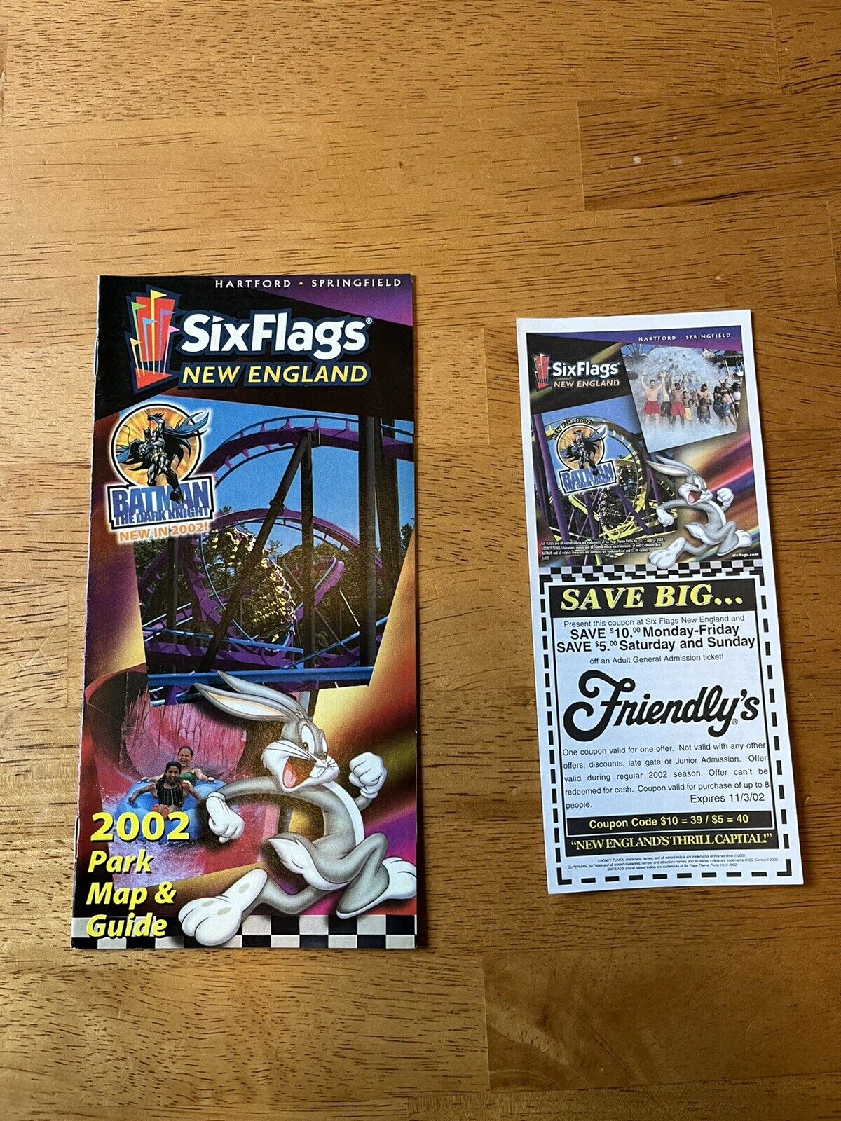 Vintage 2002 Six Flags New England Park Map Brochure And Coupon