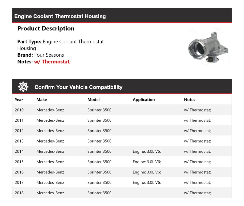 Mercedes-Benz Sprinter 3500 2010-18 motor refrigerante termostato carcasa 4 estaciones Foto 2 de 4