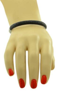 Sterling Silber Pave Schwarz Spinell Armreif Armband