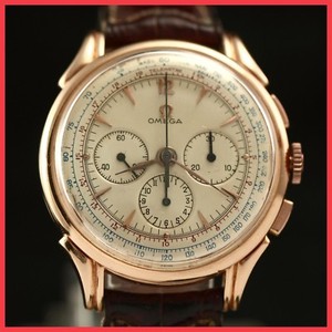 Rara De Colección Omega Jumbo Tamaño 38MM Cronógrafo 2468, 18K reloj de oro  rosa sólido | eBay