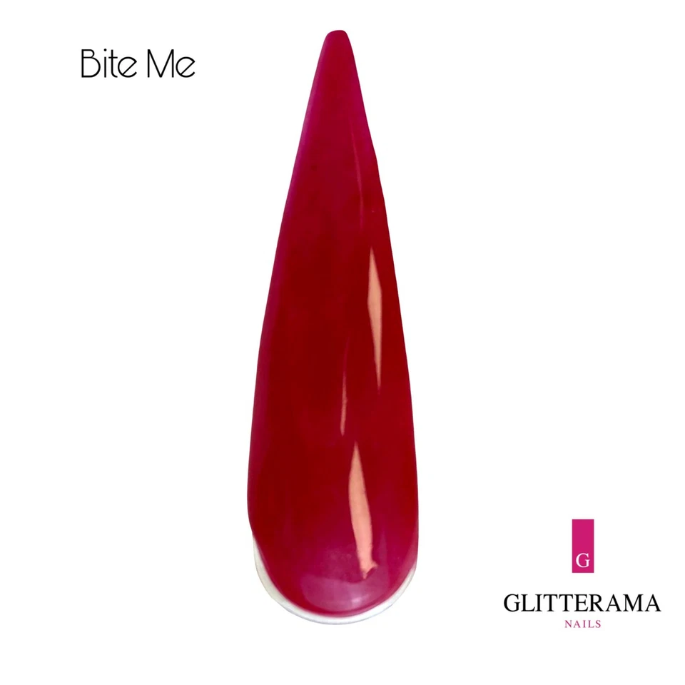 BITE ME Coloured acrylic powder Glitterama Nails red love bright valentines deep