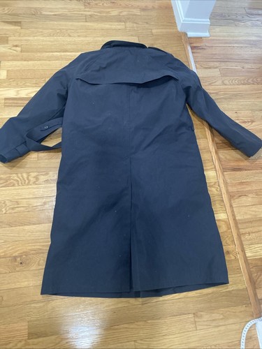 Gabardina vintage con etiquetas militar estadounidense doble botonadura negra 42L NUEVA - Imagen 8 de 8