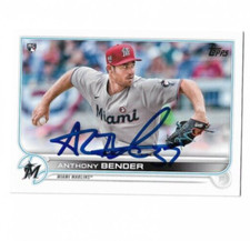 Miami Marlins ANTHONY BENDER  Signed 2022 Topps Card #160