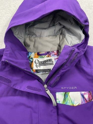 Spyder Girls Claire Jacket Size 14 Purple Geometric Majesty White Ski Snowboard - Picture 3 of 15