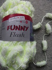 Pompon-Wolle Garn Neon-Pompon  Weiß/Neongelb 100g Schöller FUNNY Flash NEU