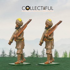 LEAD INDIAN SOLDIERS MARCHING W/ RIFLES X2 - SIKH - BENGAL BRITAINS SIZE   1751