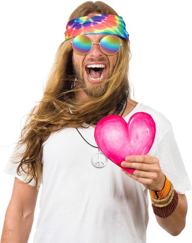 Norme 3 Pieces Hippie Costume Set, Include Peace Sign Necklace, Headband,... - Picture 5 of 7