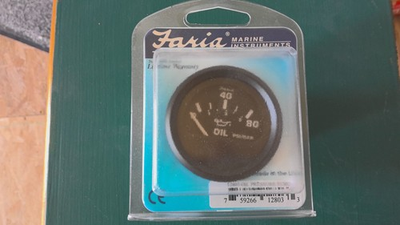 #ad #ad Faria Euro Black 2quot; Oil Pressure Gauge #12803 80 PSI New $31.99