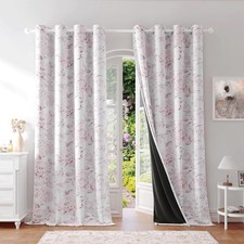 Floral 100 Blackout Curtains 84 50"W x 84"L Pack of 2 Blackout Pink