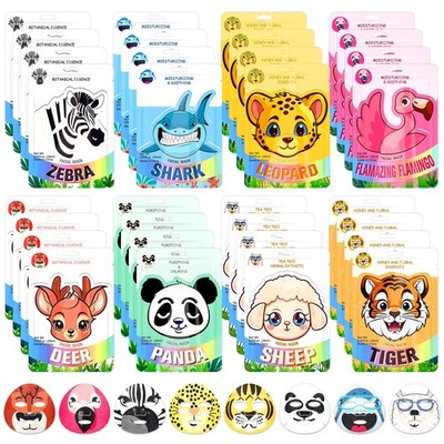 32 Pcs Animal Face Masks Bulk Spa Sheet Skincare Facial Mask Funny Face Skin ...