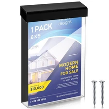 6 x 9 Inch Outdoor Brochure Holder with Lid Acrylic Wall Mount Literature Box...