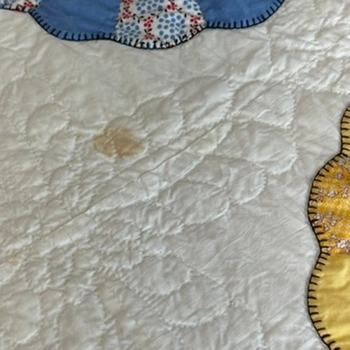 Antique Dresden Plate Quilt 1930s Pastel Feed Sack Queen Handmade 94x78 - Picture 5 of 12