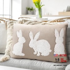 Easter Pillow Covers 12 x 20 Inch Bunny Pillow Covers Neutral Easter Bunny