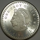 Mexican Chief CUAUHTEMOC & Aztec CALENDAR One Troy Ounce 0.999 Fine Silver#43632