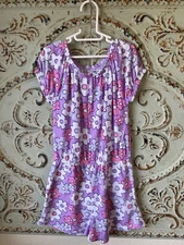 Extremely Me short sleeve romper purple pink flowers young girls size 6X