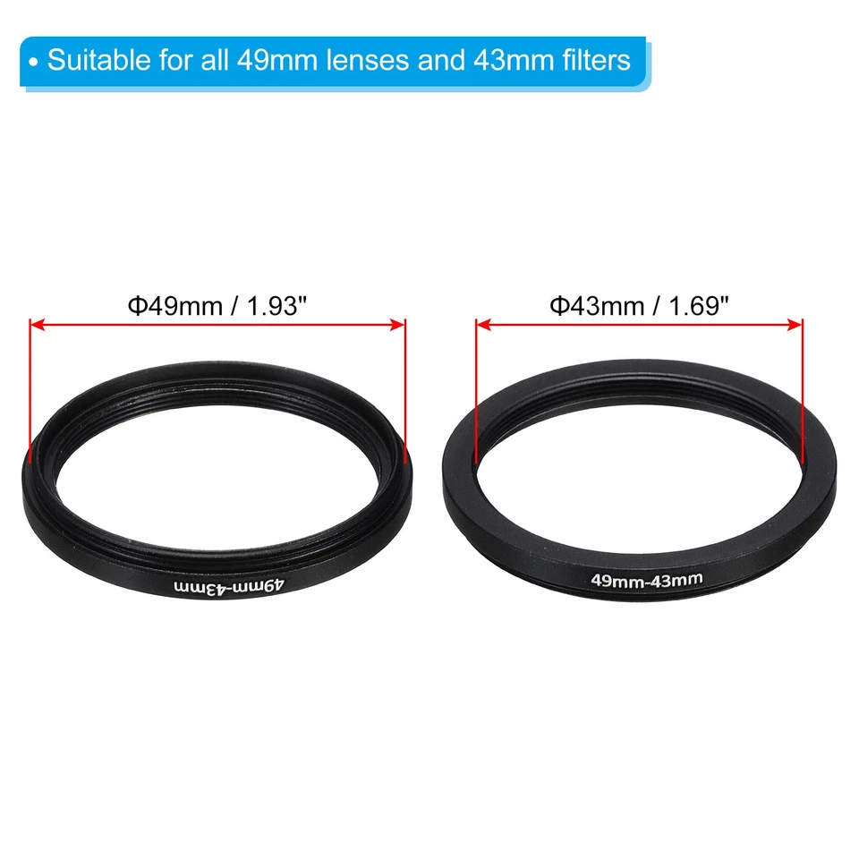 49mm-43mm Step Down Ring Camera Lens Filter Adapter Ring Filter with Cloth - Image 2 of 4
