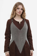Handmade Steel Chainmail Top - Women's Medieval Armor with Leather Straps