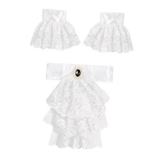 Jabot Lace with 2 Ruffle Cuffs Lace Collar for Wedding Party Stage