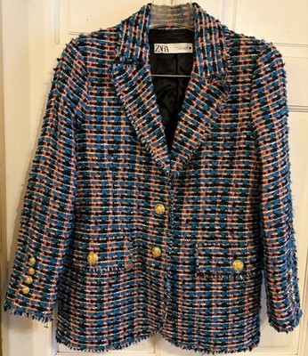 Zara Collection Office Jacket~w/xtra Gold Button~S~Chic~Tailored~Wool Blend~EXC