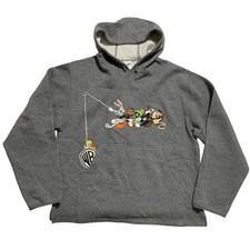 VTG 1999 Adult XL Warner Bros. Studio Store Looney Tunes Gray Hooded Sweatshirt