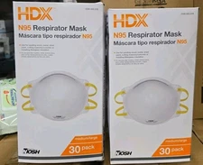 HDX N95 Disposable Respirator Mask, Size Medium - 2 Packs of 30 Masks