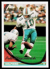 Pete Stoyanovich, 1994 Topps Football Card, #95, Miami Dolphins,