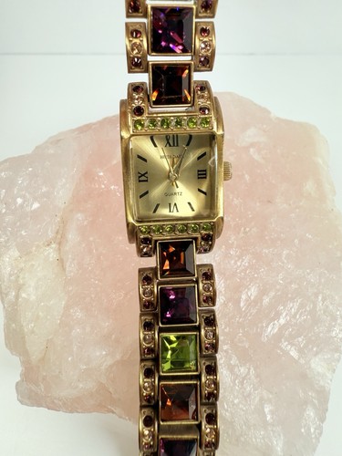 Orologio Heidi Daus donna bracciale cristallo tono oro 17mm batteria nuova 8,25"