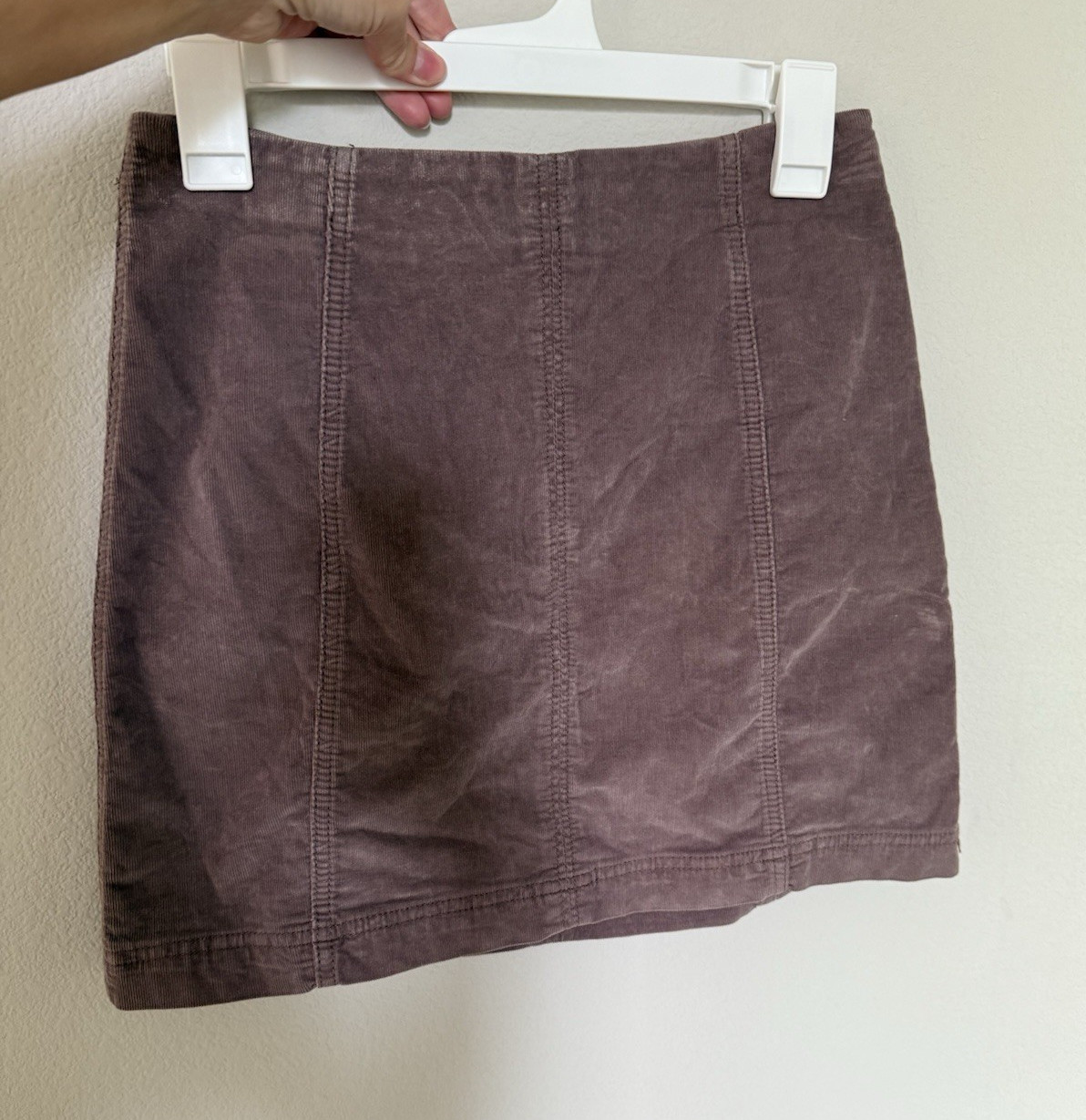 Free People Women’s Brown Corduroy Mini Skirt Solid Short Size 4 Regular Zip