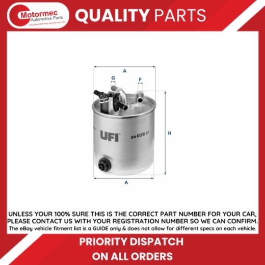 UFI FUEL FILTER for NISSAN NV200 1.5 dCi, 2.0 dCi, 2.5 dCi 16400-JY00A - Image 3