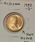 1952 D GEM BU MS RED LINCOLN WHEAT CENT WITH DIE CHIP ERROR ☆☆☆