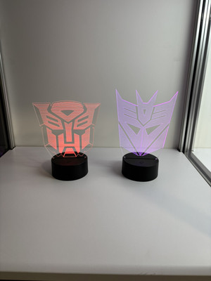 3D LED Acrylic Transformers Autobot Decepticon Set G1 Night Light